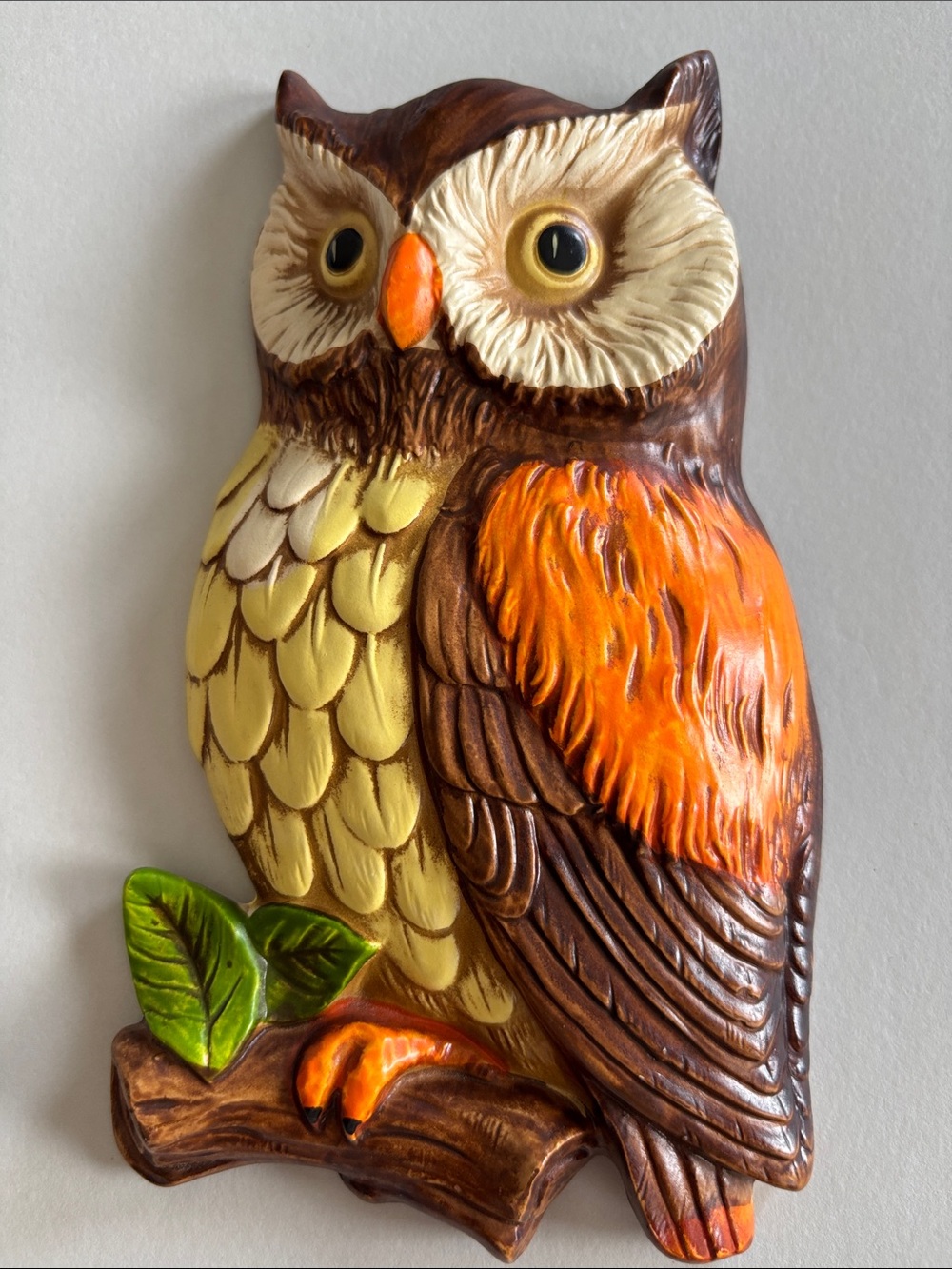 Vintage 1970's Era Lefton Owl Wall Hanging